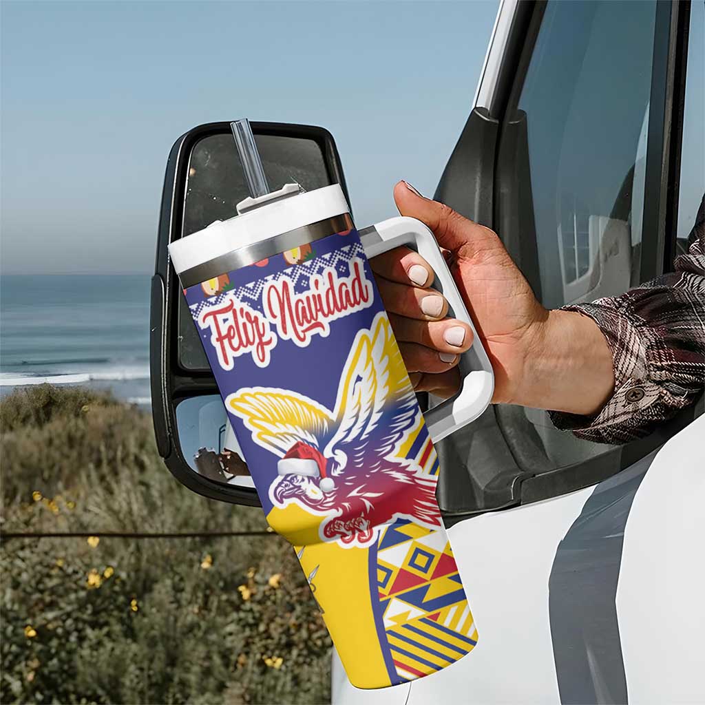 Personalized Colombia Christmas Tumbler With Handle Andean Condor With Seamless Pattern - Wonder Print Shop