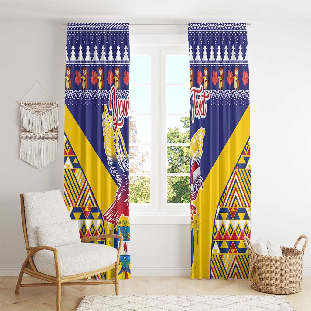 Personalized Colombia Christmas Window Curtain Andean Condor With Seamless Pattern - Wonder Print Shop