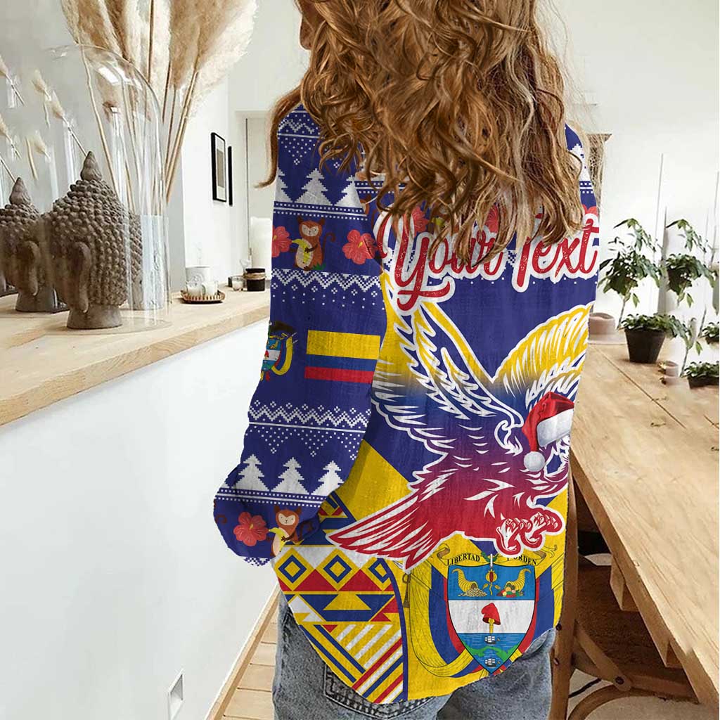 Personalized Colombia Christmas Women Casual Shirt Andean Condor With Seamless Pattern - Wonder Print Shop