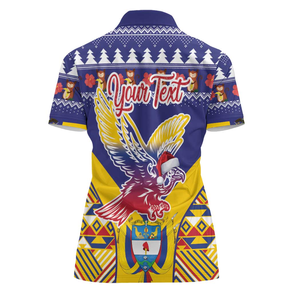 Personalized Colombia Christmas Women Polo Shirt Andean Condor With Seamless Pattern - Wonder Print Shop