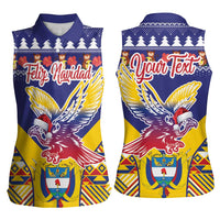 Personalized Colombia Christmas Women Sleeveless Polo Shirt Andean Condor With Seamless Pattern - Wonder Print Shop