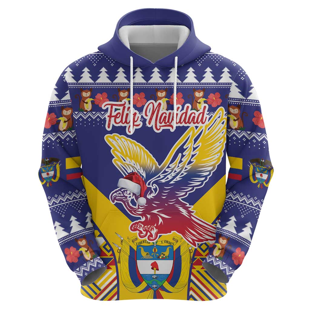 Personalized Colombia Christmas Zip Hoodie Andean Condor With Seamless Pattern - Wonder Print Shop