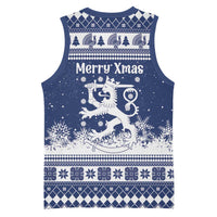 Finland Christmas Hannunvaakuna Basketball Jersey Hyvaa Joulua Nordic Snow Lion Blue Version - Wonder Print Shop