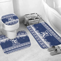 Finland Christmas Hannunvaakuna Bathroom Set Hyvaa Joulua Nordic Snow Lion Blue Version - Wonder Print Shop