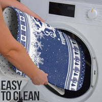 Finland Christmas Hannunvaakuna Bathroom Set Hyvaa Joulua Nordic Snow Lion Blue Version - Wonder Print Shop