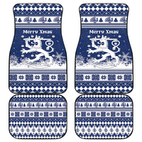 Finland Christmas Hannunvaakuna Car Mats Hyvaa Joulua Nordic Snow Lion Blue Version - Wonder Print Shop