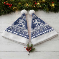 Finland Christmas Hannunvaakuna Christmas Santa Hat Hyvaa Joulua Nordic Snow Lion Blue Version - Wonder Print Shop