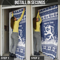 Finland Christmas Hannunvaakuna Door Cover Hyvaa Joulua Nordic Snow Lion Blue Version - Wonder Print Shop