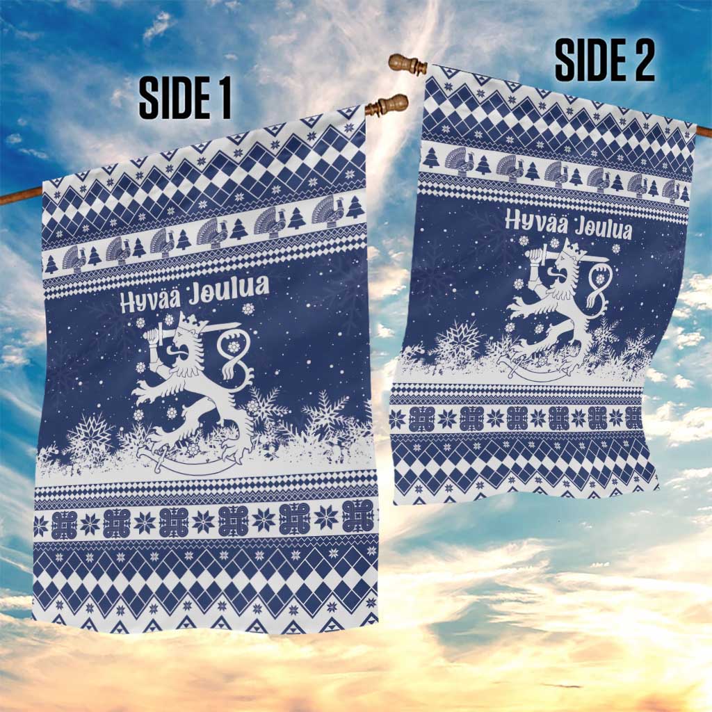Finland Christmas Hannunvaakuna Garden Flag Hyvaa Joulua Nordic Snow Lion Blue Version - Wonder Print Shop