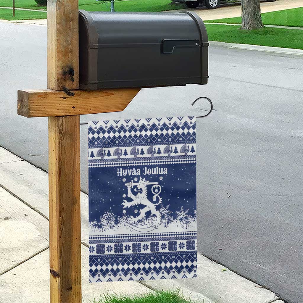 Finland Christmas Hannunvaakuna Garden Flag Hyvaa Joulua Nordic Snow Lion Blue Version - Wonder Print Shop