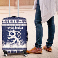 Finland Christmas Hannunvaakuna Luggage Cover Hyvaa Joulua Nordic Snow Lion Blue Version - Wonder Print Shop