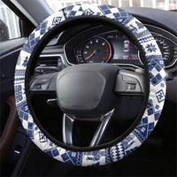 Finland Christmas Hannunvaakuna Steering Wheel Cover Hyvaa Joulua Nordic Snow Lion Blue Version - Wonder Print Shop