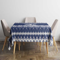 Finland Christmas Hannunvaakuna Tablecloth Hyvaa Joulua Nordic Snow Lion Blue Version - Wonder Print Shop