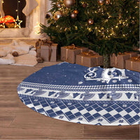 Finland Christmas Hannunvaakuna Tree Skirt Hyvaa Joulua Nordic Snow Lion Blue Version - Wonder Print Shop