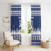 Finland Christmas Hannunvaakuna Window Curtain Hyvaa Joulua Nordic Snow Lion Blue Version - Wonder Print Shop