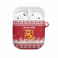 Finland Christmas Hannunvaakuna AirPods Case Hyvaa Joulua Nordic Snow Lion Red Version - Wonder Print Shop