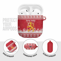 Finland Christmas Hannunvaakuna AirPods Case Hyvaa Joulua Nordic Snow Lion Red Version - Wonder Print Shop