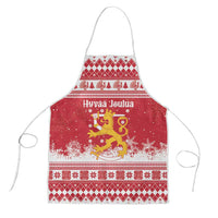 Finland Christmas Hannunvaakuna Apron Hyvaa Joulua Nordic Snow Lion Red Version - Wonder Print Shop