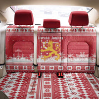 Finland Christmas Hannunvaakuna Back Car Seat Cover Hyvaa Joulua Nordic Snow Lion Red Version - Wonder Print Shop
