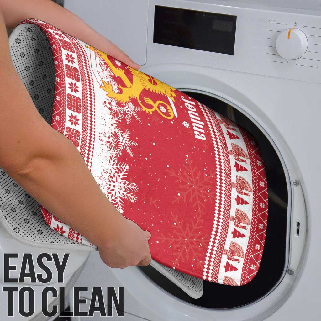 Finland Christmas Hannunvaakuna Bathroom Set Hyvaa Joulua Nordic Snow Lion Red Version - Wonder Print Shop