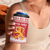 Finland Christmas Hannunvaakuna 4 in 1 Can Cooler Tumbler Hyvaa Joulua Nordic Snow Lion Red Version - Wonder Print Shop