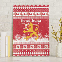 Finland Christmas Hannunvaakuna Canvas Wall Art Hyvaa Joulua Nordic Snow Lion Red Version - Wonder Print Shop