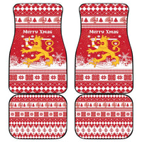 Finland Christmas Hannunvaakuna Car Mats Hyvaa Joulua Nordic Snow Lion Red Version - Wonder Print Shop