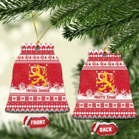 Finland Christmas Hannunvaakuna Ceramic Ornament Hyvaa Joulua Nordic Snow Lion Red Version - Wonder Print Shop