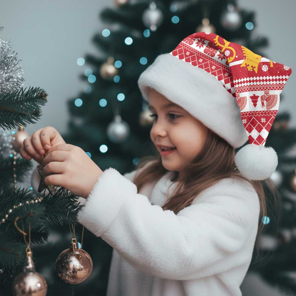 Finland Christmas Hannunvaakuna Christmas Santa Hat Hyvaa Joulua Nordic Snow Lion Red Version - Wonder Print Shop