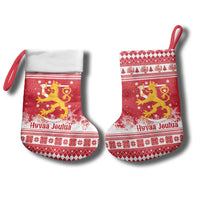 Finland Christmas Hannunvaakuna Christmas Stocking Hyvaa Joulua Nordic Snow Lion Red Version - Wonder Print Shop