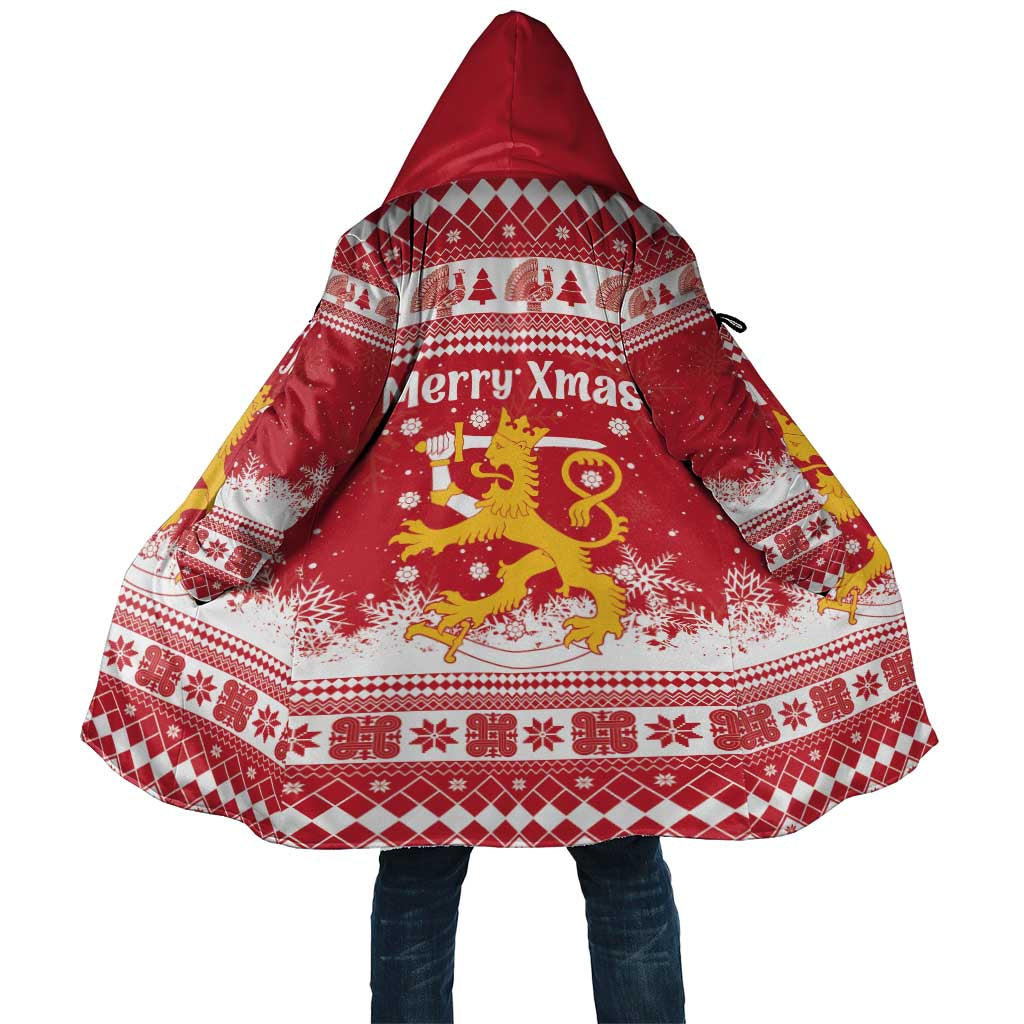 Finland Christmas Hannunvaakuna Cloak Hyvaa Joulua Nordic Snow Lion Red Version - Wonder Print Shop