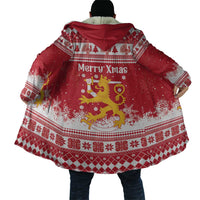 Finland Christmas Hannunvaakuna Cloak Hyvaa Joulua Nordic Snow Lion Red Version - Wonder Print Shop