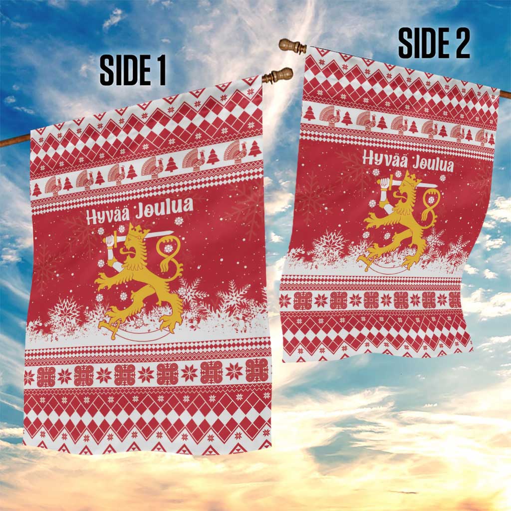 Finland Christmas Hannunvaakuna Garden Flag Hyvaa Joulua Nordic Snow Lion Red Version - Wonder Print Shop