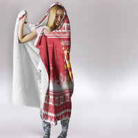 Finland Christmas Hannunvaakuna Hooded Blanket Hyvaa Joulua Nordic Snow Lion Red Version - Wonder Print Shop
