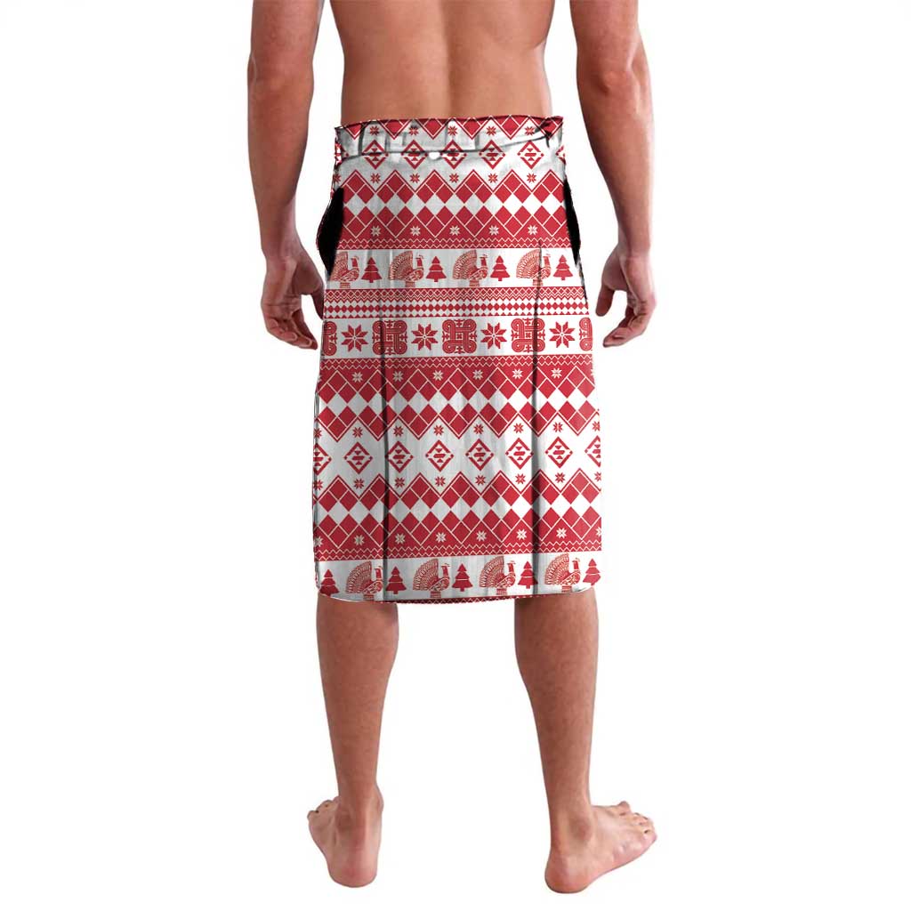 Finland Christmas Hannunvaakuna Lavalava Hyvaa Joulua Nordic Snow Lion Red Version - Wonder Print Shop