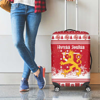 Finland Christmas Hannunvaakuna Luggage Cover Hyvaa Joulua Nordic Snow Lion Red Version - Wonder Print Shop