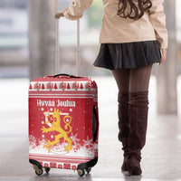 Finland Christmas Hannunvaakuna Luggage Cover Hyvaa Joulua Nordic Snow Lion Red Version - Wonder Print Shop