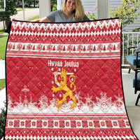 Finland Christmas Hannunvaakuna Quilt Hyvaa Joulua Nordic Snow Lion Red Version - Wonder Print Shop