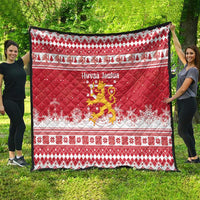 Finland Christmas Hannunvaakuna Quilt Hyvaa Joulua Nordic Snow Lion Red Version - Wonder Print Shop