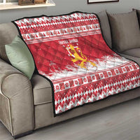 Finland Christmas Hannunvaakuna Quilt Hyvaa Joulua Nordic Snow Lion Red Version - Wonder Print Shop