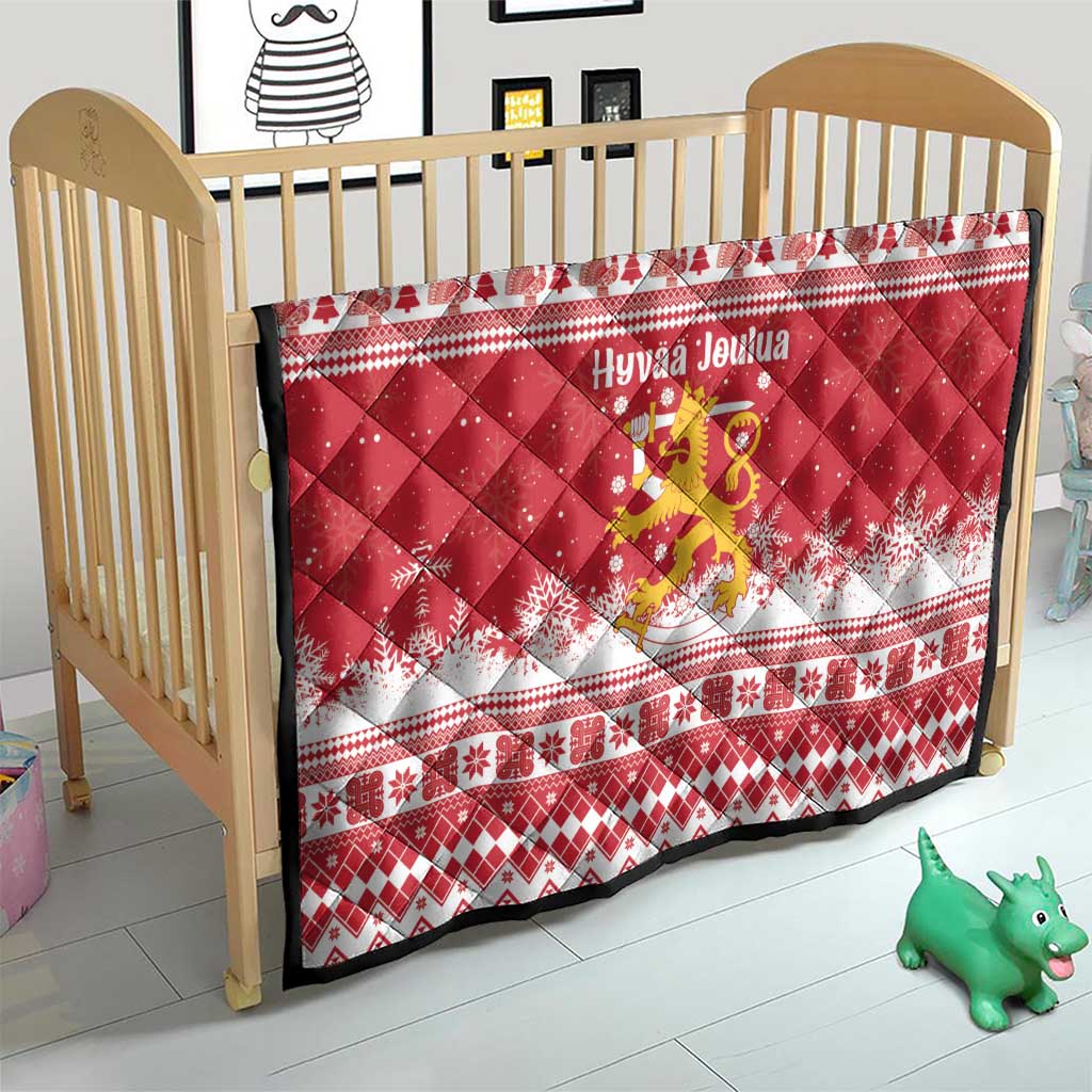Finland Christmas Hannunvaakuna Quilt Hyvaa Joulua Nordic Snow Lion Red Version - Wonder Print Shop