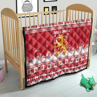 Finland Christmas Hannunvaakuna Quilt Hyvaa Joulua Nordic Snow Lion Red Version - Wonder Print Shop