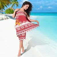 Finland Christmas Hannunvaakuna Sarong Hyvaa Joulua Nordic Snow Lion Red Version - Wonder Print Shop