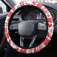 Finland Christmas Hannunvaakuna Steering Wheel Cover Hyvaa Joulua Nordic Snow Lion Red Version - Wonder Print Shop