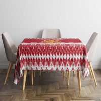 Finland Christmas Hannunvaakuna Tablecloth Hyvaa Joulua Nordic Snow Lion Red Version - Wonder Print Shop