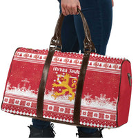 Finland Christmas Hannunvaakuna Travel Bag Hyvaa Joulua Nordic Snow Lion Red Version - Wonder Print Shop