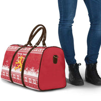Finland Christmas Hannunvaakuna Travel Bag Hyvaa Joulua Nordic Snow Lion Red Version - Wonder Print Shop