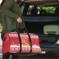 Finland Christmas Hannunvaakuna Travel Bag Hyvaa Joulua Nordic Snow Lion Red Version - Wonder Print Shop