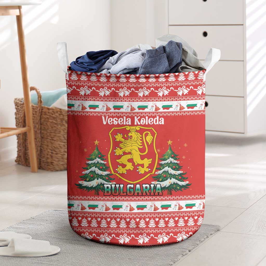 Bulgaria Christmas Laundry Basket Merry Xmas Lion Crest - Wonder Print Shop