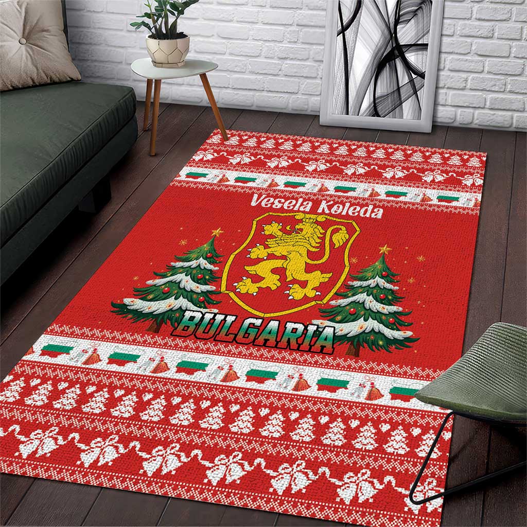 Bulgaria Christmas Area Rug Merry Xmas Lion Crest - Wonder Print Shop